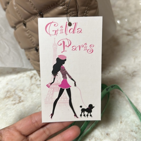 Gilda Paris Waffle Quilted Handbag/Shoulder Bag, NWT, Taupe Color - Picture 12 of 13